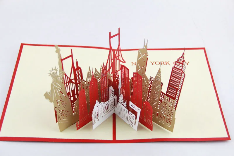 Карта силуэта нью йорка/3D карта kirigami/поздравительные открытки ручной работы