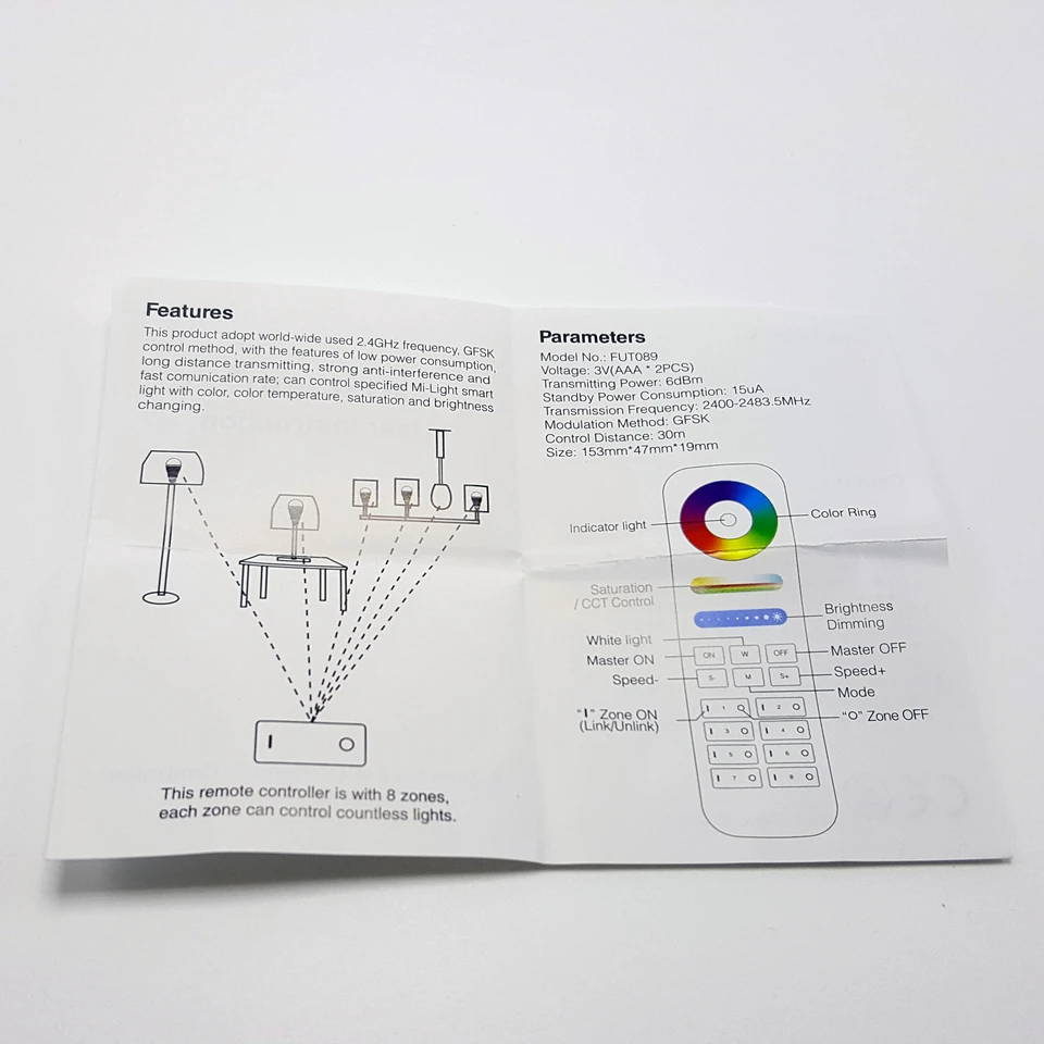 Новый Mi. Light 2 4G 8 Zone 16 миллионов цветов RGB + CCT умный светодиодный беспроводной пульт