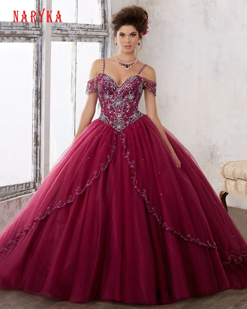 Naryk Sexy V образным Вырезом Синий Бальное платье Quinceanera Платья 2017 Новое Прибытие