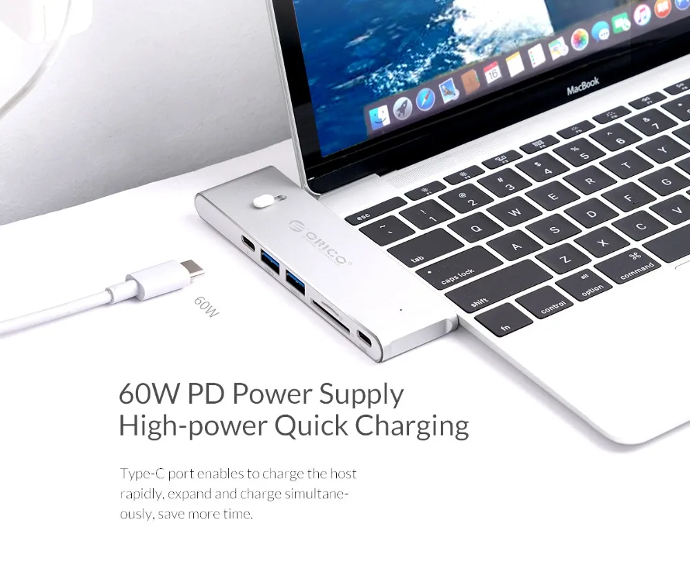 ORICO USB C концентратор тип-c до USB3.0/тип-c/TF/SD концентратор Мини-Док-станция для ноутбука