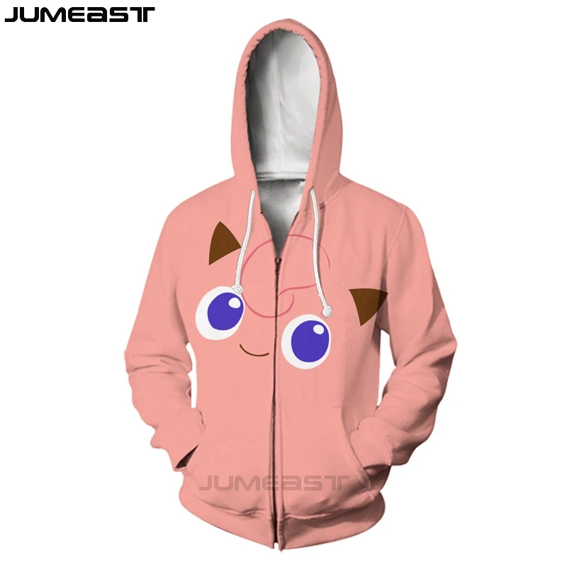 3 Jumeast, Новое поступление, мужские/женские толстовки на молнии с 3D принтом, пуловеры для джиггглипуфа, куртка с покемоном, Повседневная Толстовка - Цвет: 3
