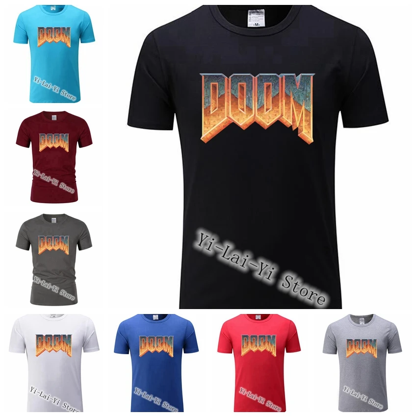 Мужская Дизайнерская футболка Doom Game men натуральный хлопок с коротким рукавом