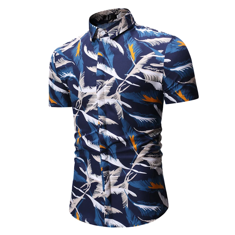 

YASUGUOJI New Model Shirts Fashion Mens Floral Shirt Summer Short Sleeve Oxford Hawaiian Shirt Luxury Shirts Mens 2019
