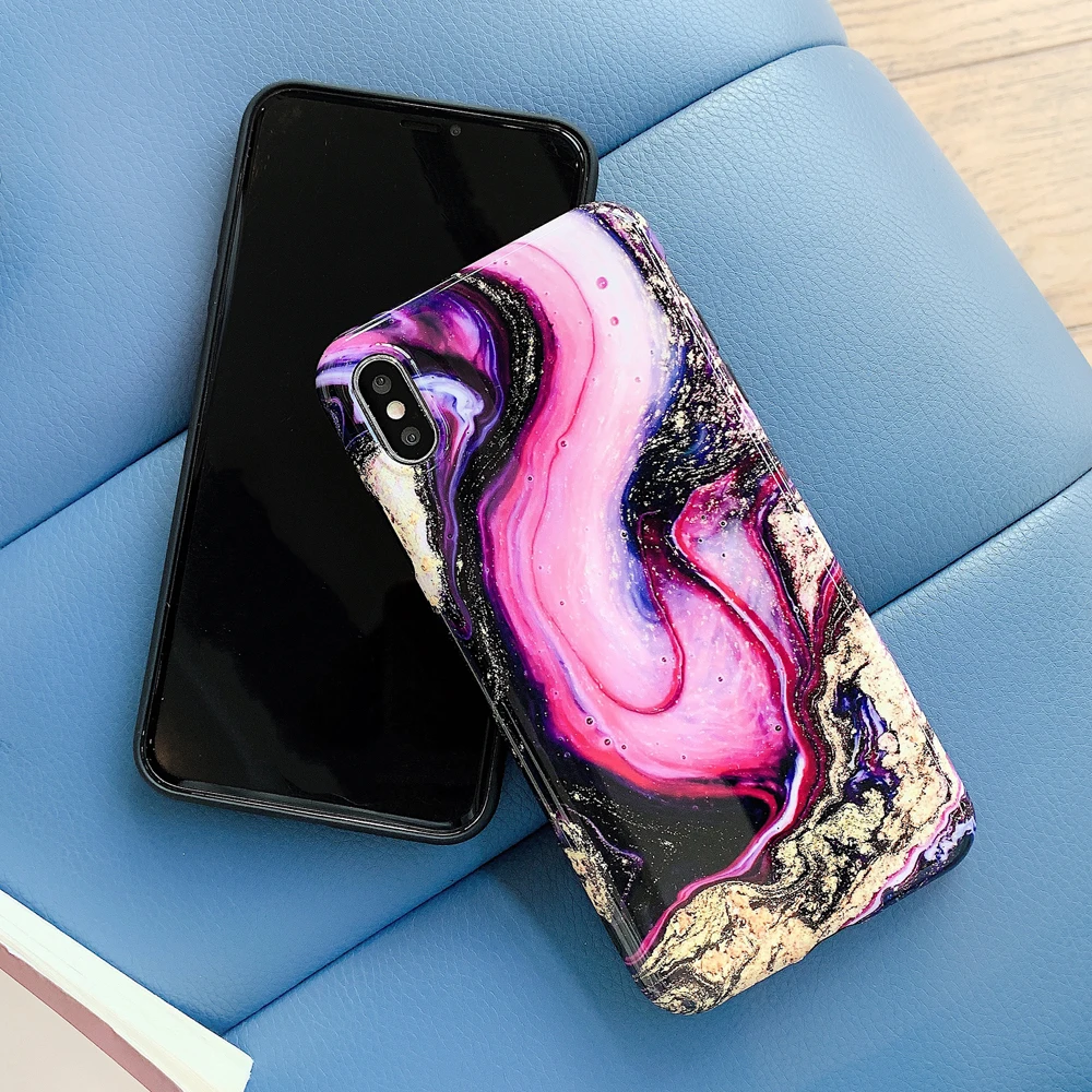 Лак искусство гранит мрамор мягкий IMD; гладкий Чехол для телефона для iphone 11 11Pro Max милый Сияющий Чехол звездное небо для iphone XS Max XR X 6 6S 7 8 Plus
