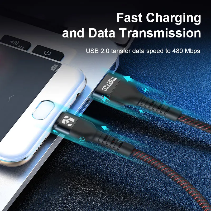 Coolreall Реверсивный USB микро кабель 2.4A телефон Быстрая зарядка микро USB зарядный кабель для samsung Xiaomi huawei планшет Android