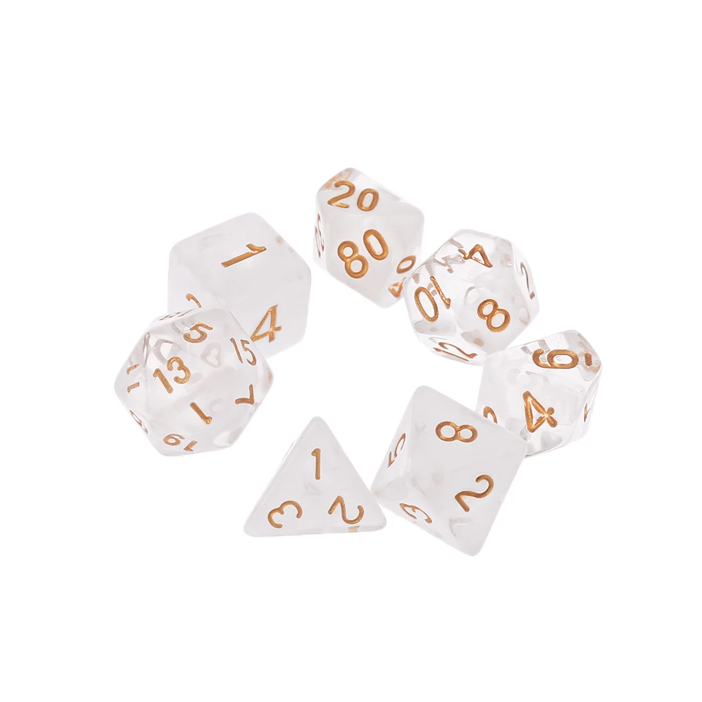 7 шт./набор, прозрачные, двухсторонние игральные кости D4 D6 D8 D10 D12 D20 для подземелий и драконов, D& D, ррг, поли, настольные игры, игрушки