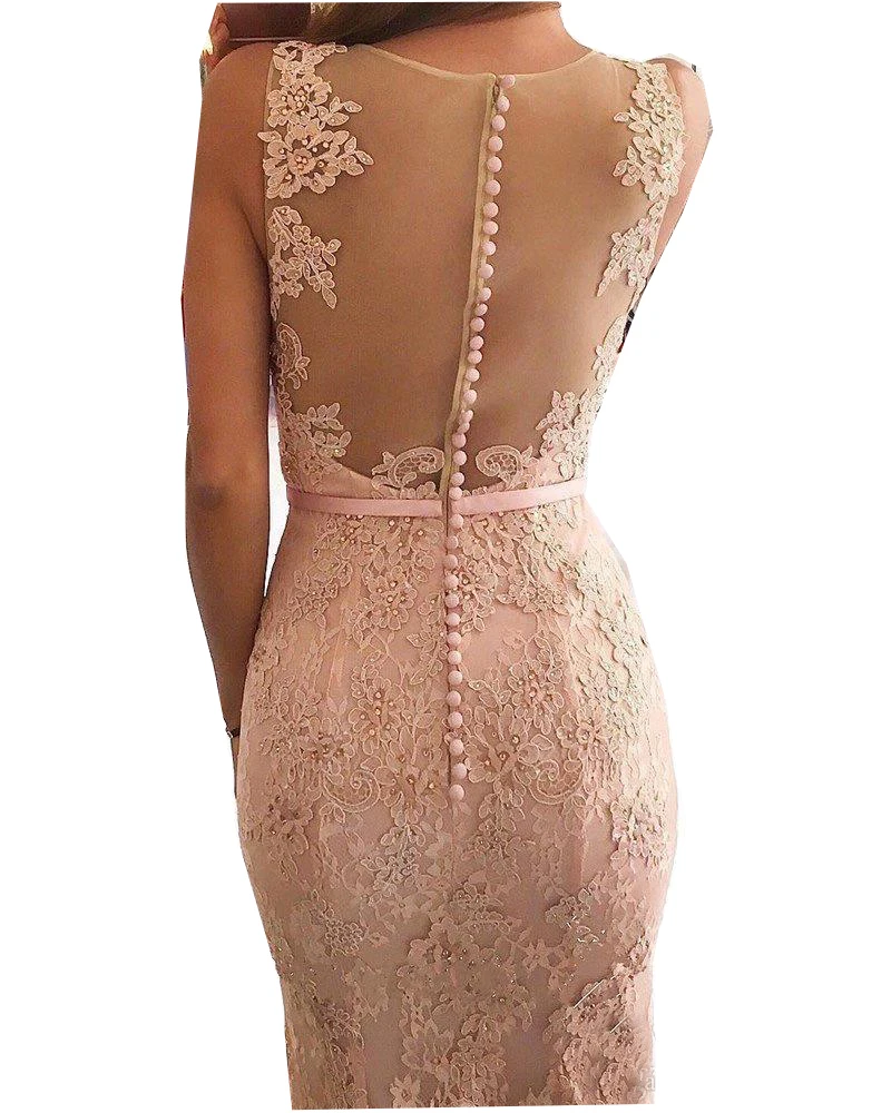 Новое поступление розовые кружевные вечерние платья на бретелях спагетти с