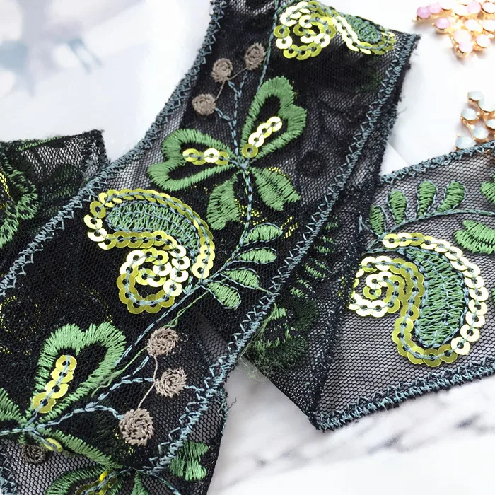 DIY зеленые листья дизайн красивые жаккардовые блестка пошив одежды обувь