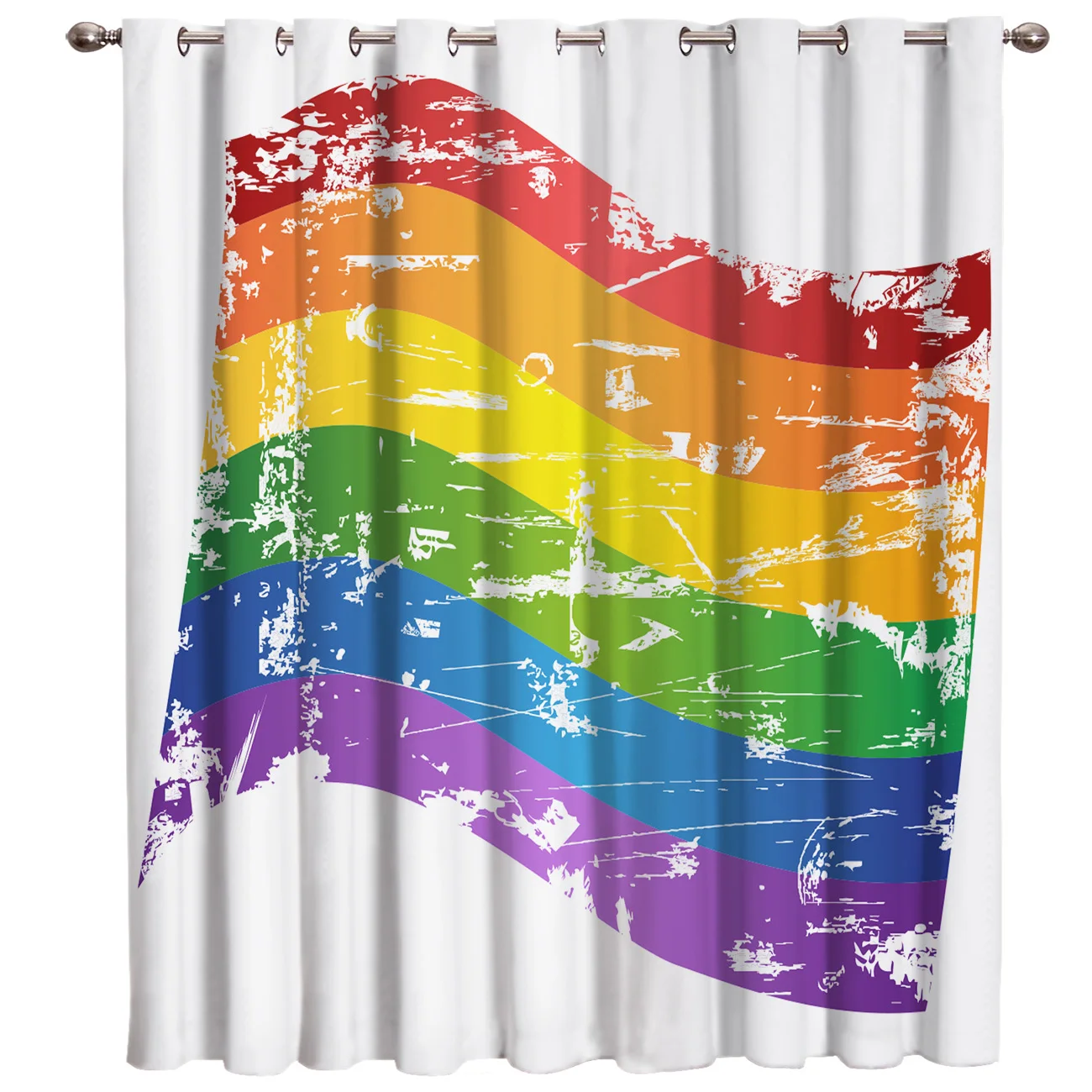 Радужные цветные оконные шторы с изображением флага занавески на окна темные