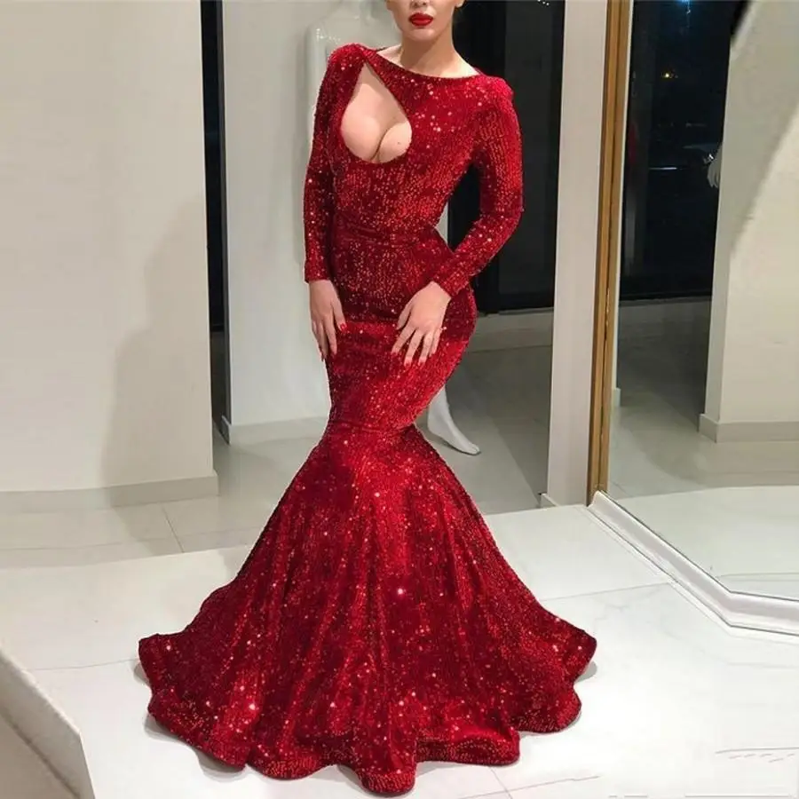 Расшитое блестками платье для выпускного вечера сексуальное de soiree Бальные