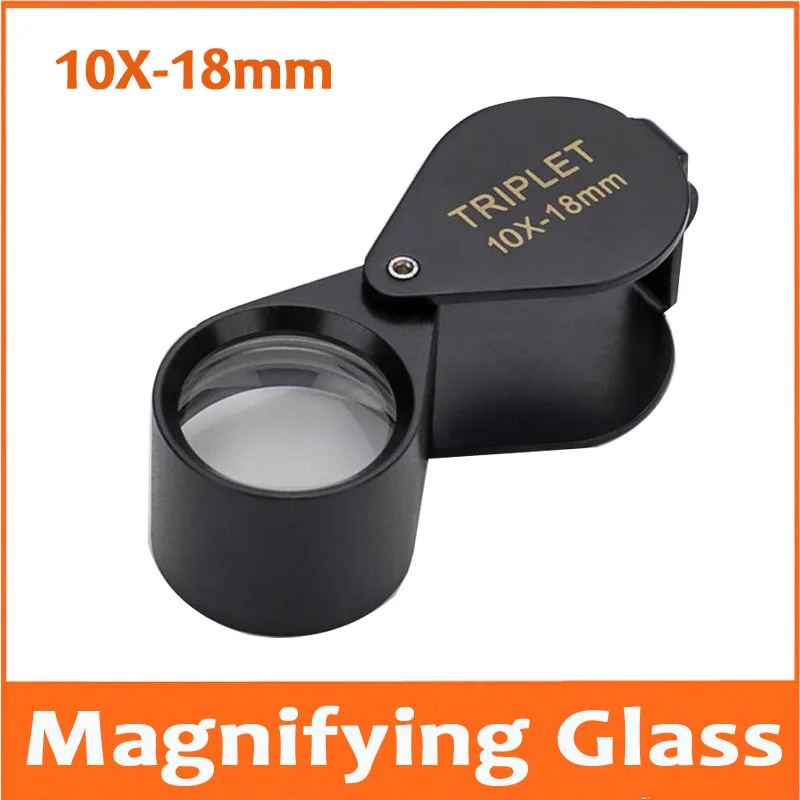 

10X 18mm Metal Pocket Jadeite Filter Super Triplet Lens Magnifier Jewelry Gem Identifying Type Inspecting Magnifying Glass Loupe