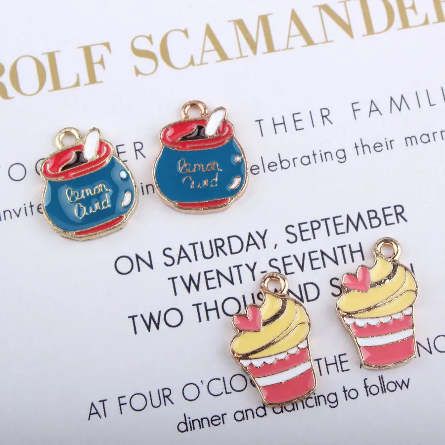 10 шт./лот модные подвески из сплава эмаль торт/медовый горшок в форме плавающего