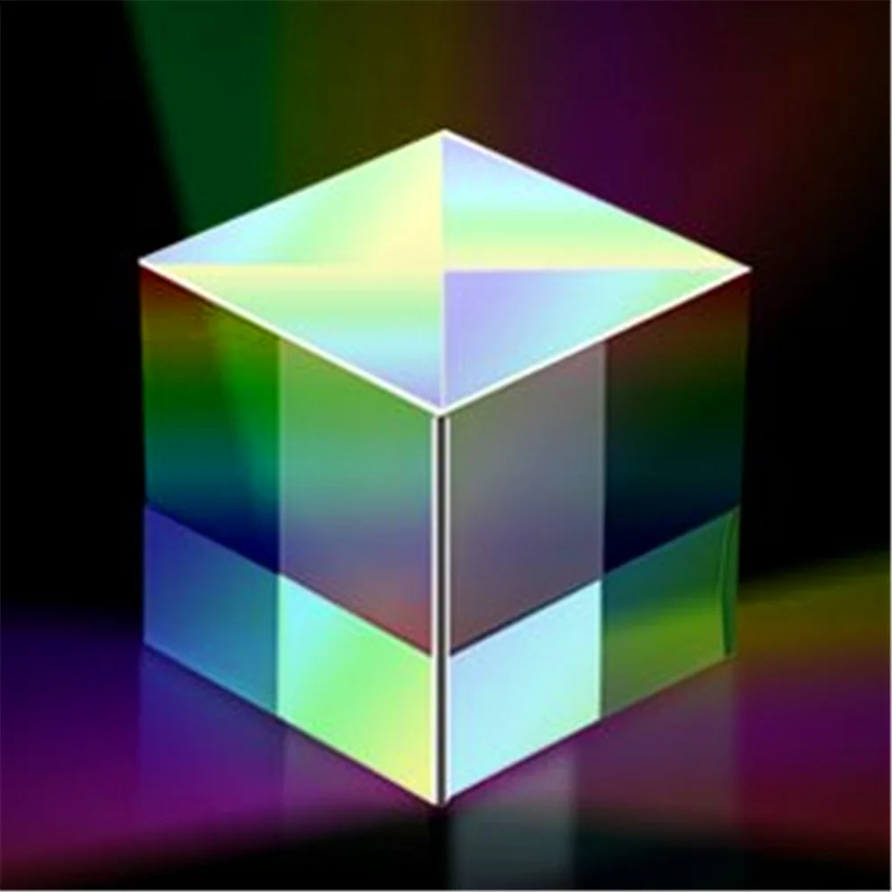 

1Pc 2.5*2.5*2.5cm Cube Defective Cross Dichroic Prism RGB Combiner Splitter Glass Decoration