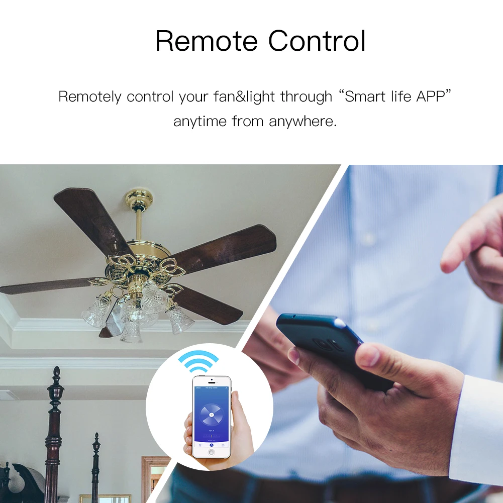 Wi-Fi умный потолочный вентилятор настенный выключатель света приложение Smart Life/Tuya