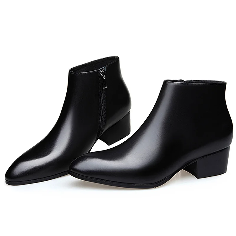 Новые модные мужские ботинки из натуральной кожи на молнии ботильоны высоком