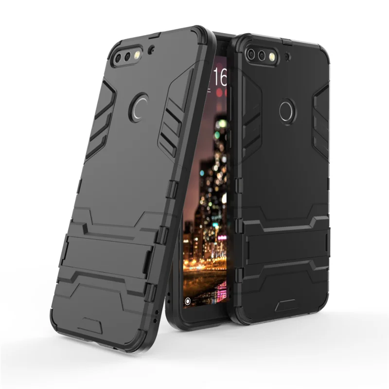 Для Coque huawei Honor 7C чехол на Honor 7C крышка Hforor Жесткий PC подставка силиконовая гибридная Броня задняя защита черный противоударный