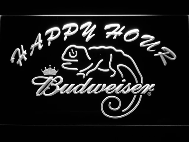 619 Budweiser ящерица бар счастливые часы светодиодный неоновый знак с переключателем