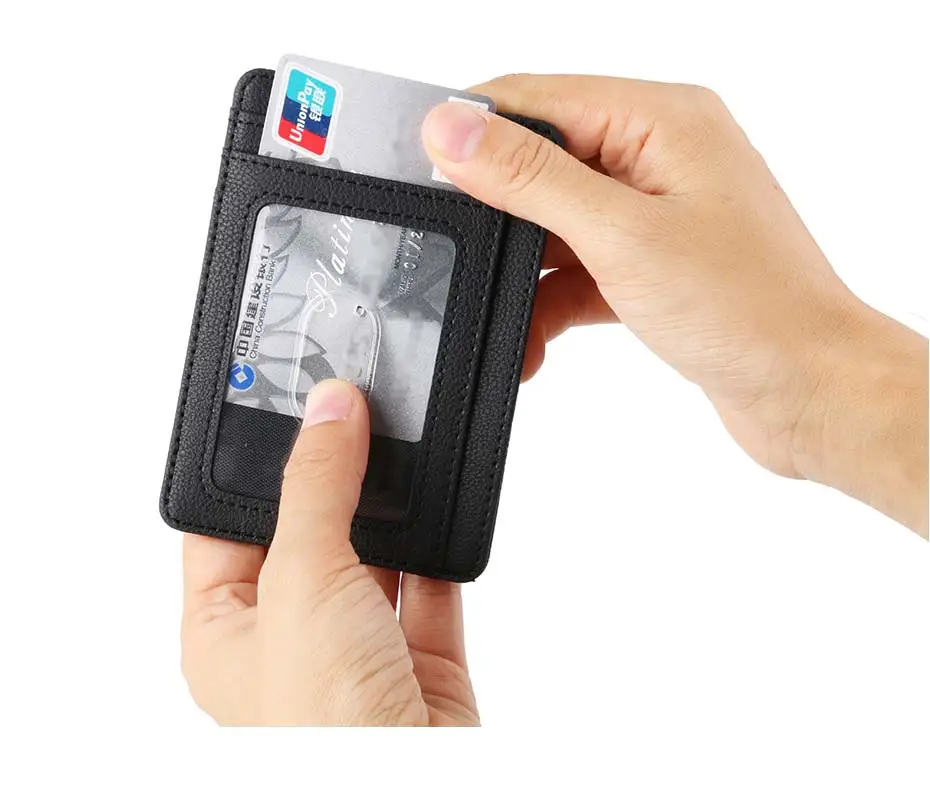 Мужской женский кожаный кредитный держатель для Карт RFID твердый кожаный держатель для карт бизнес-кошелек для путешествий дизайнерский кошелек для мелочи