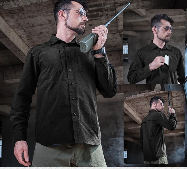 Походная Мужская рубашка тактическая блузка с длинным рукавом дышащая