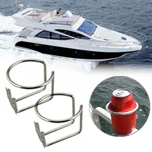 2pcs Stainless Steel Boat Ring Cup Drink Holder Suitable for Boat/ Yacht/ Truck/ Car/ Apartment/ RV 88*76mm
