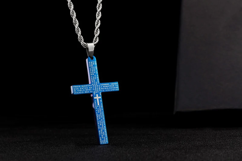 Ожерелье с крестом из титановой стали 3 вида цветов нержавеющей 3*600 мм | Украшения