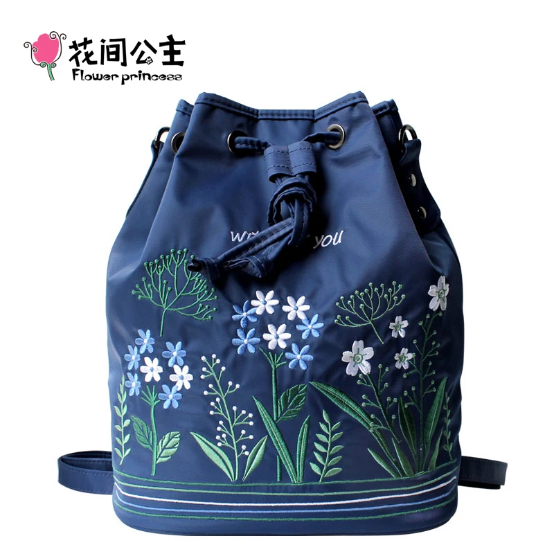 Женский нейлоновый рюкзак с цветочной вышивкой зимняя сумка через плечо для