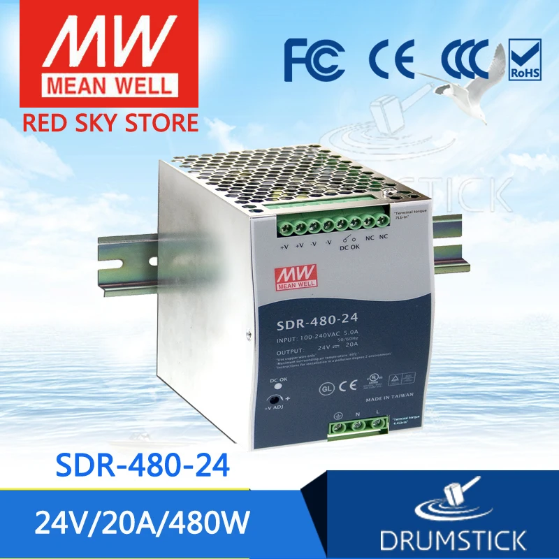 MEAN WELL SDR 480 24 В 20A meanwell в Вт один выход Промышленные din рейки с PFC Функция|24v 20a|mean well