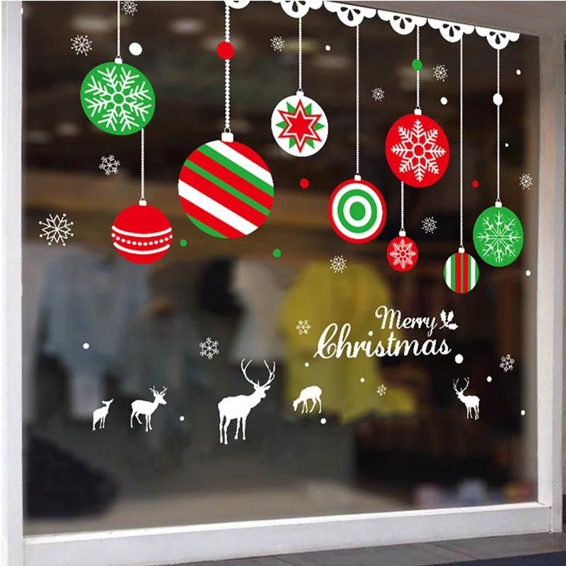 Съемный Xmas новогодние наклейки на окно белый снег Рождество стену Оленей