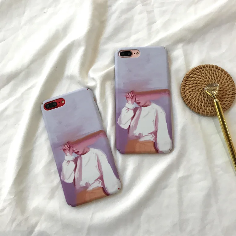 Fashion Abstract Art Retro Oil Girl Phone case For iphone x Hard PC Frosted back cover 6 6s 7 7plus coque fundas |