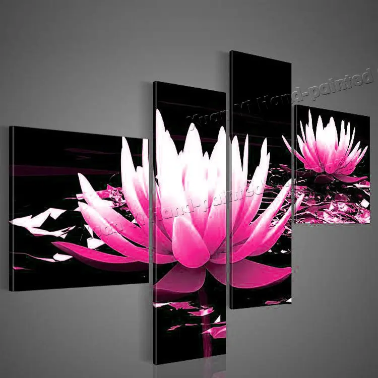 

4 Panel Abstract Oil Hand Painted Wall Painting Flower Canvas Art Picture Home Cuadros Decoracion For Bed Room Unframed XY062