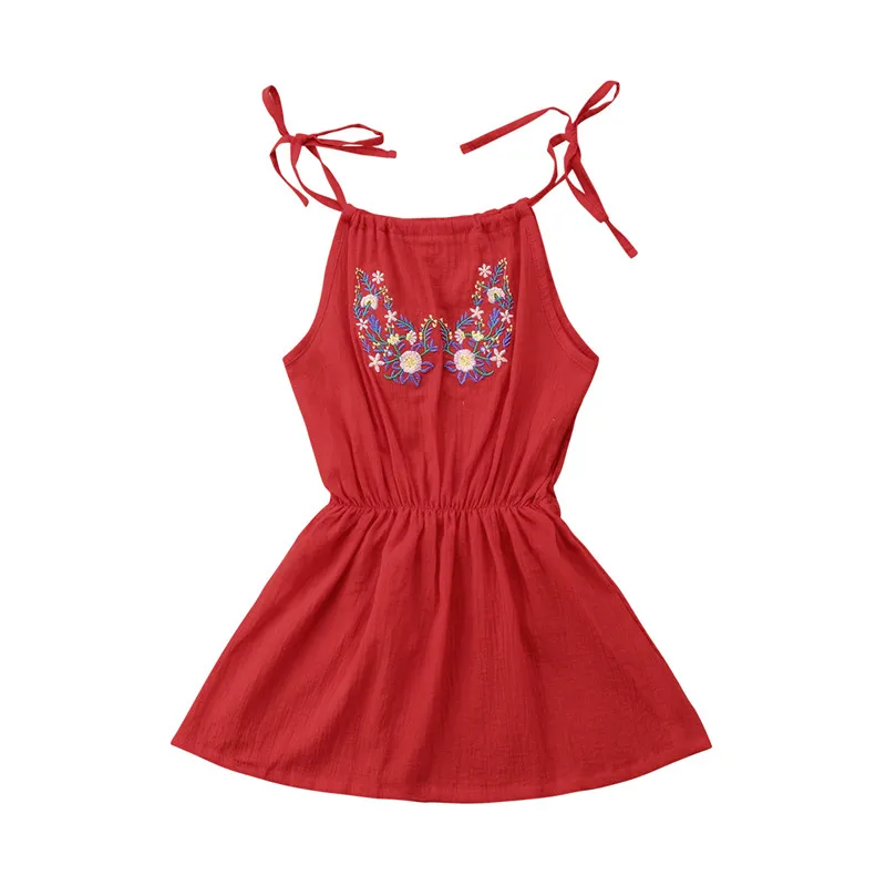 Kids Toddler Baby Girl Dress Summer Sleeveless Red Floral Cute Clothes Princess Beach Cotton Casual Girls Clothing Dresses | Детская