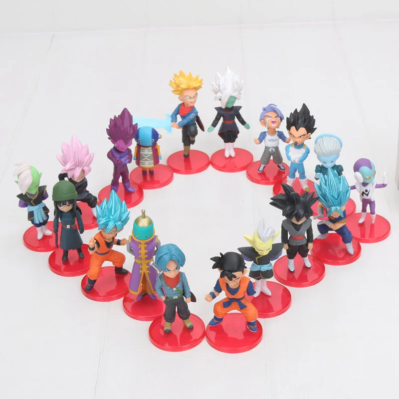 18 шт./лот Dragon Ball Z WCF фигурка Супер Saiyan Goku черный Roze Zamasu vegeta gohan ПВХ фигурка Коллекционная модель игрушки 5-7 см
