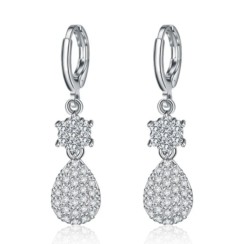 Серьги женские из серебра 925 пробы с фианитом|Серьги-подвески| |