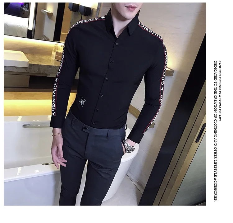 Мужская рубашка-смокинг, приталенная, с длинным рукавом, для социальных мероприятий, Camisa Social Masculina, высокое качество, Весенняя Мужская одежда, рубашка для жениха, для свадьбы