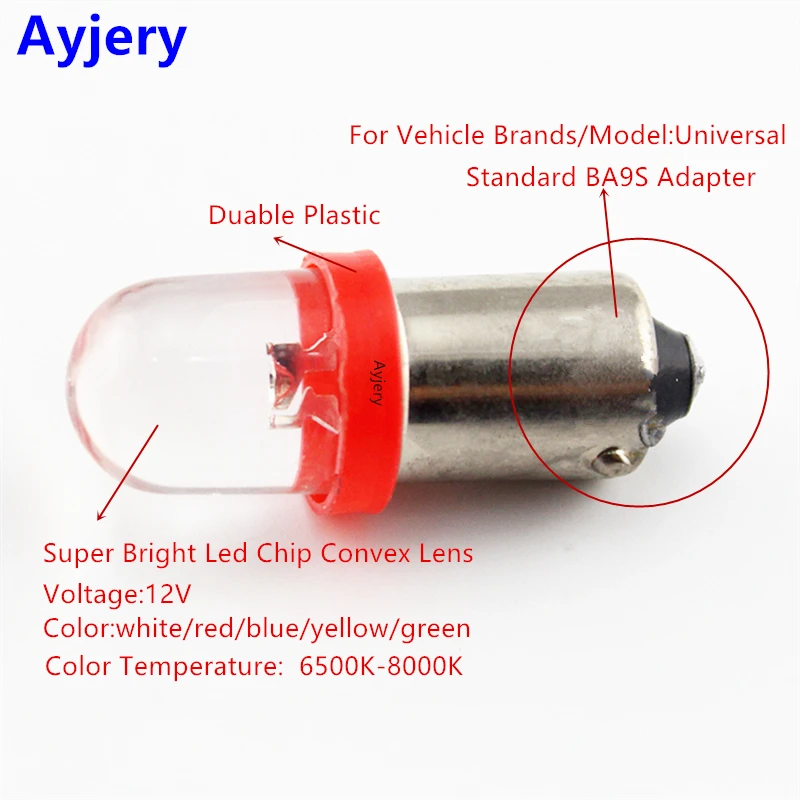 AYJERY! Супер яркие 100 шт. BA9S 1 SMD F8 Светодиодные лампы DC 12V W5W автомобильный купольный