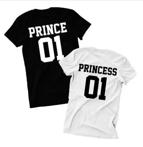

Women Funny Letter Print Tshirt Prince Princess 01 Couples T-shirt 2018 Summer Cotton Tops Hipster Unisex T shirts Tees Outfit