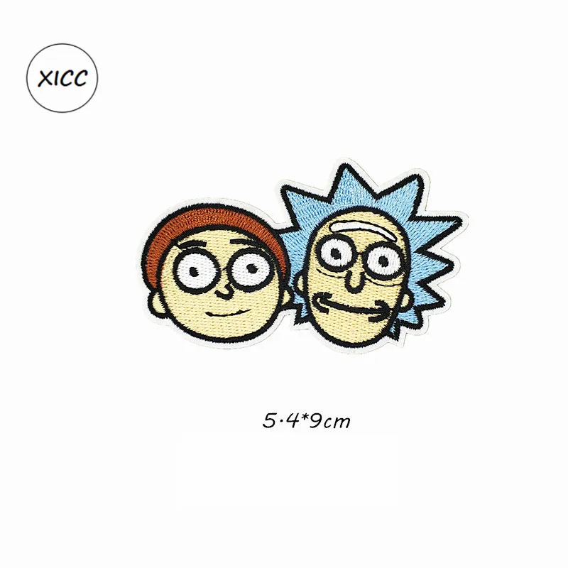 1PC -2 XICC мультфильм рисунок милый Рик и Морти блестки вышивка патчи для одежды гладить на переводе наклейки для аппликаций на одежде - Цвет: 1PC -2