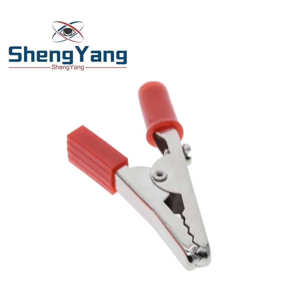 1pcs Red clip 1 компл. Изолированные зажимы типа "крокодил" пластиковая ручка кабель свинца тестирование металлический зажим типа крокодил Захваты 52 мм длина+ 4 мм разъем типа "банан" - Цвет: 1pcs Red clip
