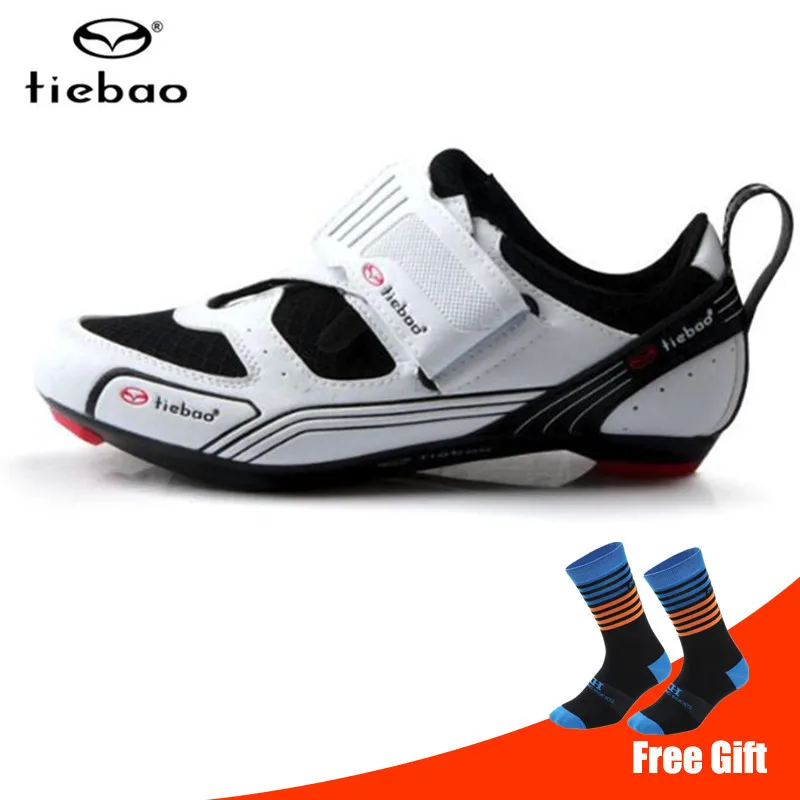 add socks Tiebao/Мужская обувь для шоссейного велосипеда, велосипедная обувь с нескользящей подошвой, комплект для езды на велосипеде, wo Мужская Спортивная обувь для триатлона, спортивная обувь, Zapatos bicicleta - Цвет: add socks
