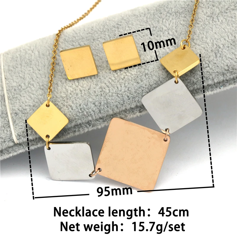 Hot Geometry stainless steel Jewelry SetS Trendy Fashion For Women Choker Necklace Earrings Set | Украшения и аксессуары