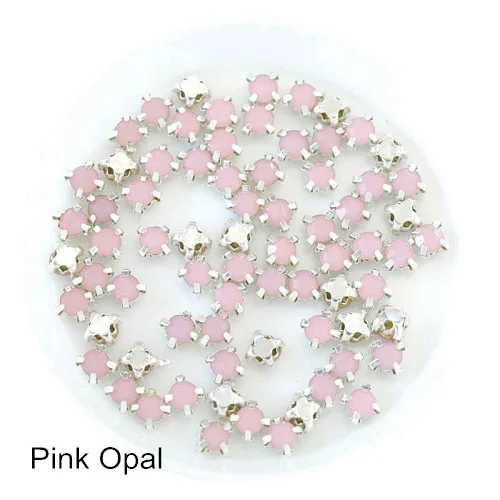 Pink-opal 200 шт 4 мм стеклянные круглые пришивные стразы с серебряным клешом с плоской задней стороной цветные пришивные стразы для одежды B1067 - Цвет: Pink-opal