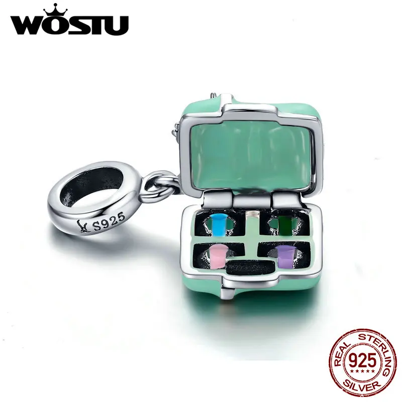 WOSTU, лидер продаж, 925 пробы, серебряный, макарон, коробка для конфет, болтается, шарм, подходит для бусин, браслет, ожерелье для женщин, сделай сам, ювелирное изделие CQC663