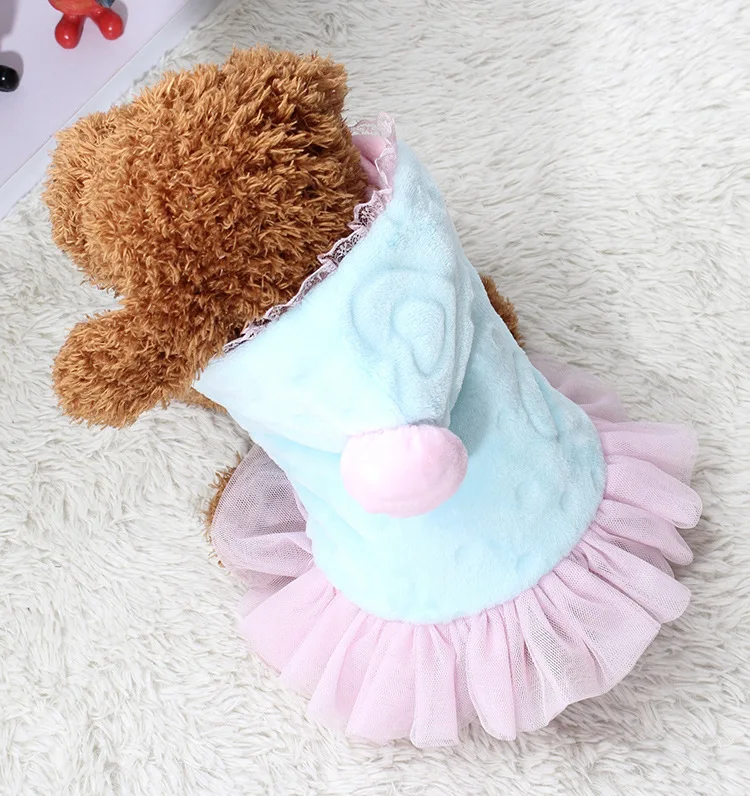 Платье для собак толстая зимняя теплая кружевная юбка принцессы бархатная