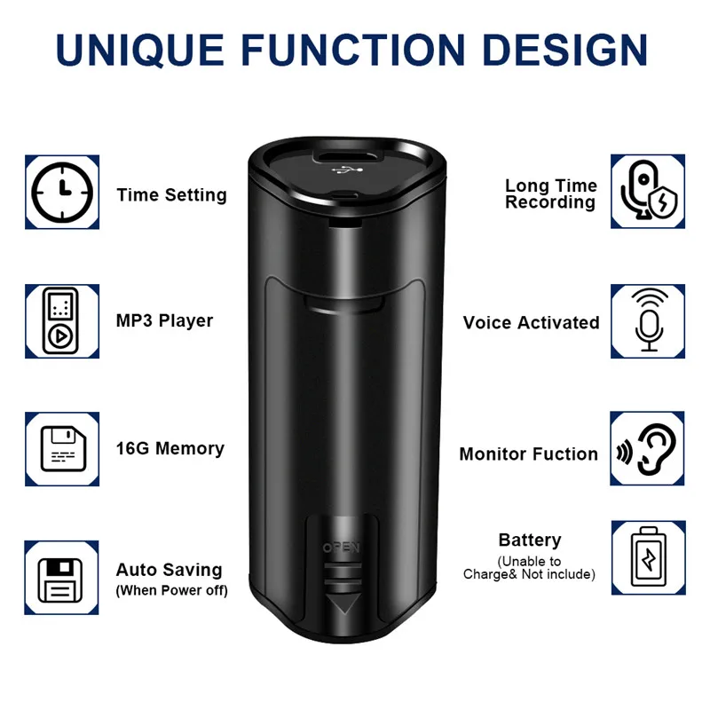 Мини 16 ГБ Цифровой диктофон rofessional USB аудио рекордер ручка супер долгое время ожидания MP3 HD звук Запись Диктофон