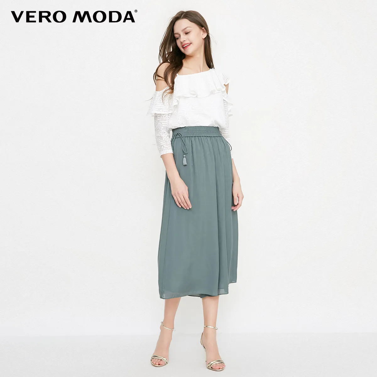 Vero Moda новые женские свободные Эластичные на шнуровке талии широкие брюки Капри | 31836J533