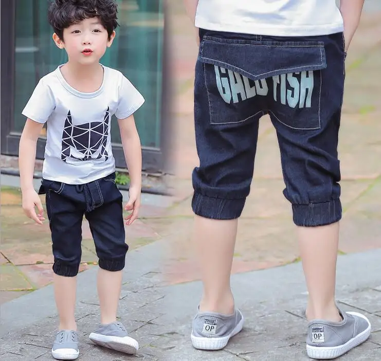 Детские летние шорты темно синие джинсовые с эластичным поясом|pants boy jeans|jeans boys