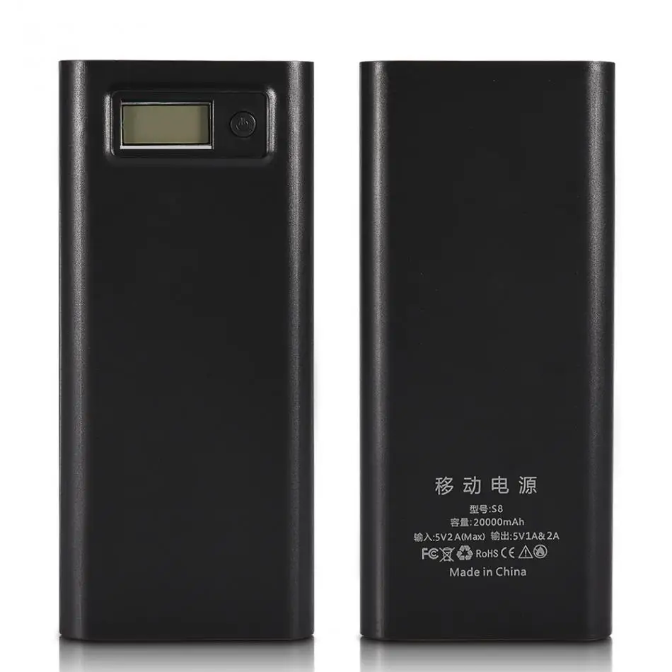 20000mAh двойной USB внешний аккумулятор чехол DIY Kit зарядное устройство чехол для аккумулятора с ЖК-дисплеем type-C и микро-usb входом