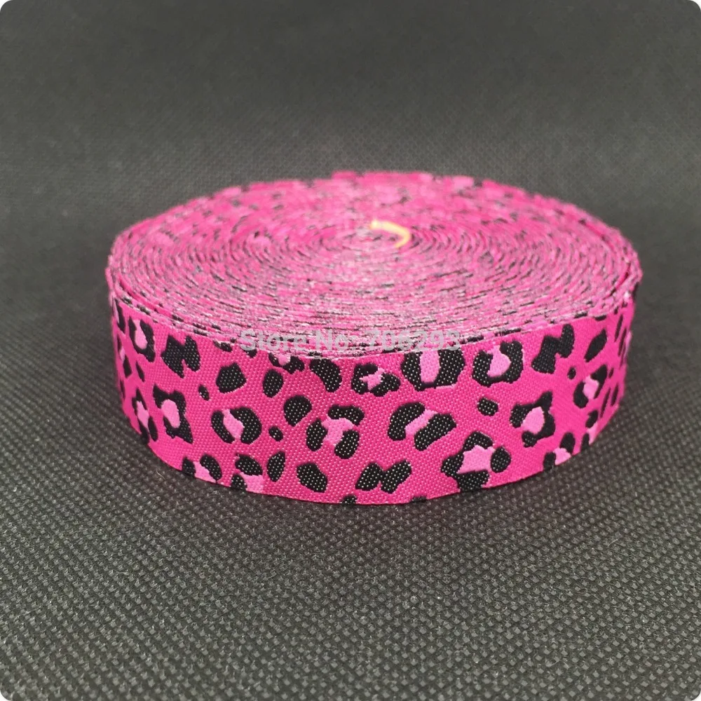 

HOT!!! 2015 NEW wholesale 7/8'' 22mm Wide Red leopard grain Woven Jacquard Ribbon dog chain accessories 10yards/lot