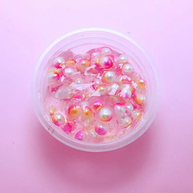 60 мл слизи красочные бусы Русалка Кристалл грязи хлопок DIY Slimes тесто слизи талисманы снятие стресса игрушка для детей слизи подарок - Цвет: Розовый