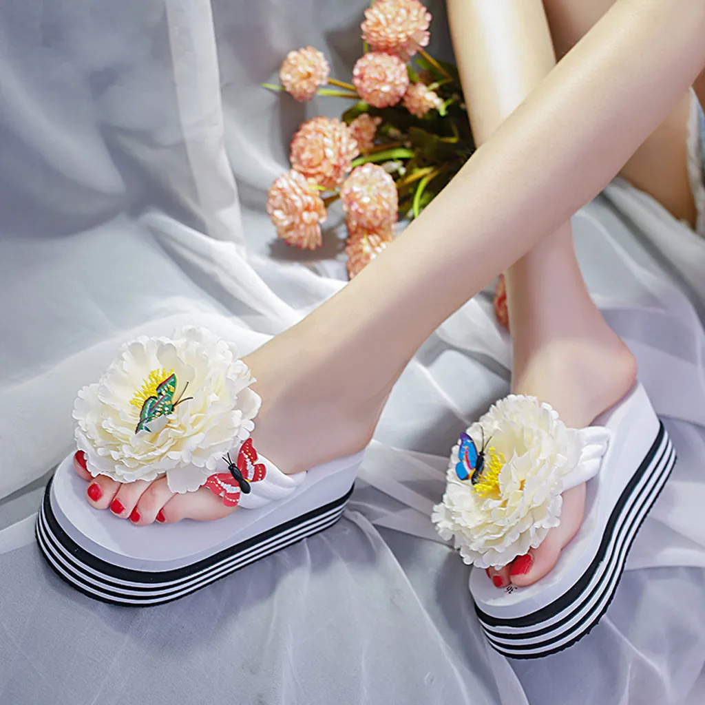 SAGACE/Женские Летние вьетнамки на высоком каблуке в богемном стиле шлепанцы